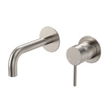 Fienza Kaya Basin/Bath Wall Mixer 130mm Outlet Set Dress Kit Round Plate Lead Free Brushed Nickel D228104BN-130-LF