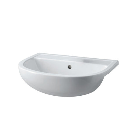 Fienza Compact Semi Recessed Basin 550mm (3 Taphole) Gloss White 603703W