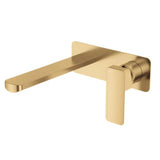 Fienza Tono Basin/Bath Wall Mixer Set Dress Kit Large Rectangular Plate 200mm Outlet Lead Free Urban Brass D233106UB-200-LF