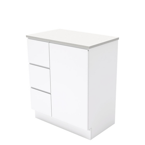 Fienza Fingerpull On Kickboard Cabinet Left Drawers 750mm Gloss White (Cabinet Only) 75CL