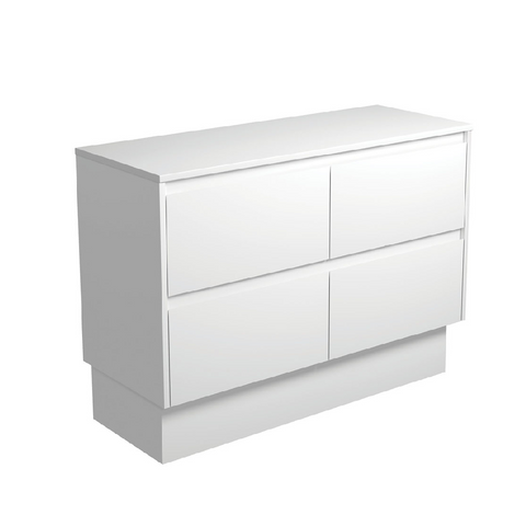 Fienza Amato 1200 On Kickboard Cabinet 1195x460x850mm Satin White (Cabinet Only) 120BWK