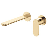 Fienza Empire Slim Basin/Bath Wall Mixer Set Round Plates 200mm Outlet Lead Free Urban Brass 234104UB-200-LF