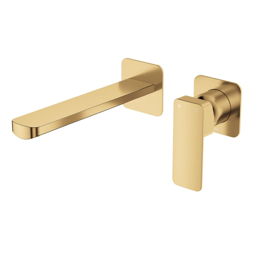 Fienza Tono Basin/Bath Wall Mixer Set Dress Kit Square Plates 200mm Outlet Lead Free Urban Brass D233104UB-200-LF