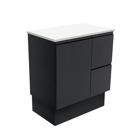 Fienza Fingerpull On Kickboard Cabinet Right Drawers 750mm Satin Black (Cabinet Only) 75ZBKR