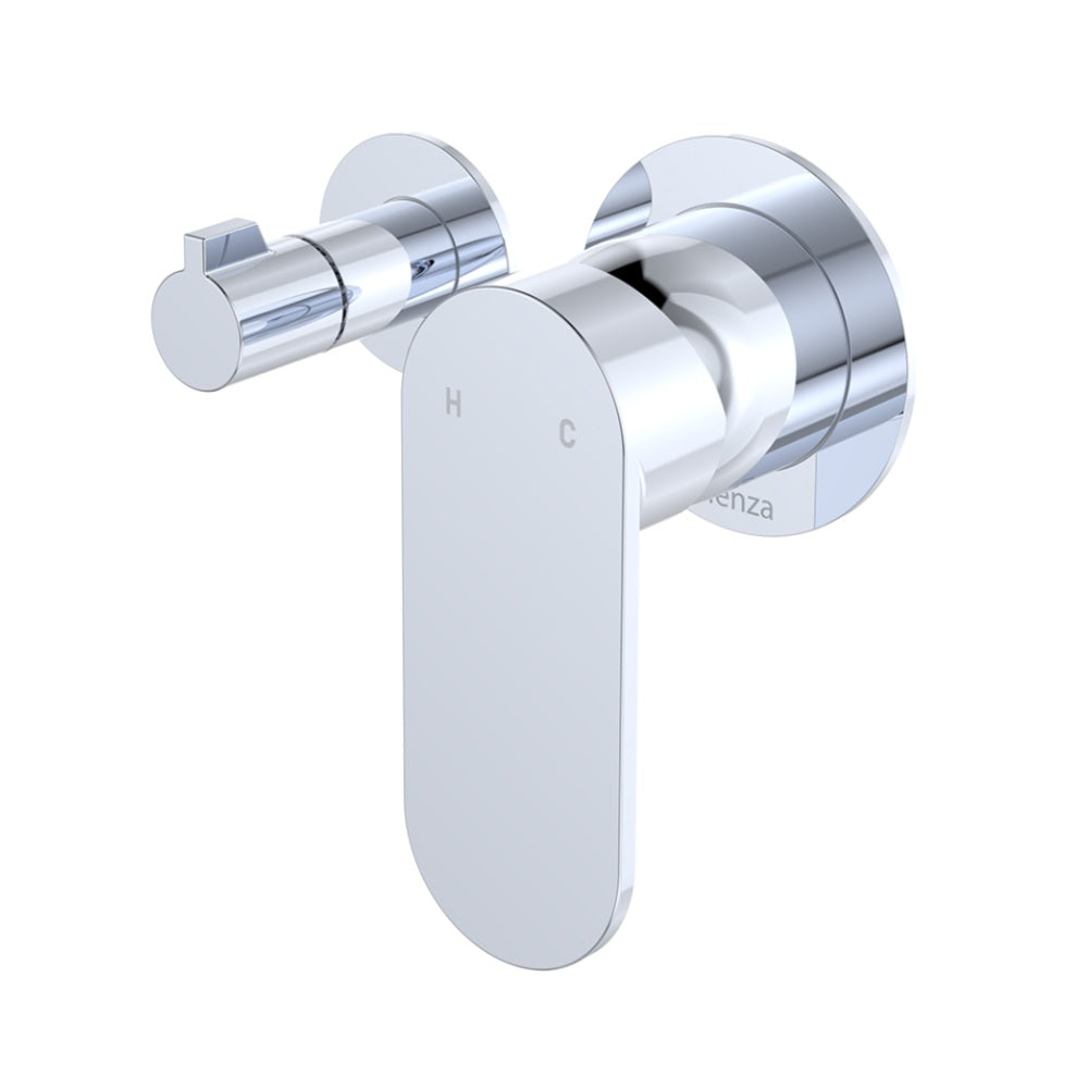 Fienza Empire Slim Wall Diverter Mixer Small Round Plates Horizontal Lead Free Chrome 234112-4-LF