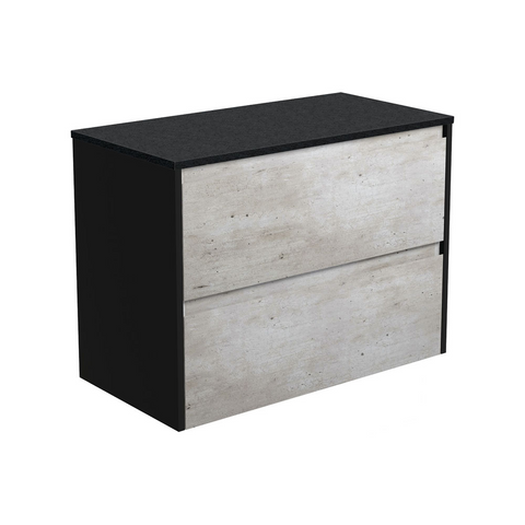 Fienza Amato 900 Wall Hung Cabinet Only 895x460x650mm (Satin Black Panels) Industrial (Cabinet Only) 90BXB