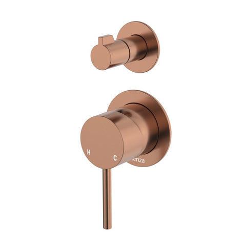 Fienza Kaya Wall Diverter Mixer Dress Kit Set Small Round Plates Lead Free Brushed Copper D228102CO-4-LF