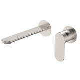 Fienza Empire Slim Basin/Bath Wall Mixer Set Round Plates 200mm Outlet Lead Free Brushed Nickel 234104BN-200-LF