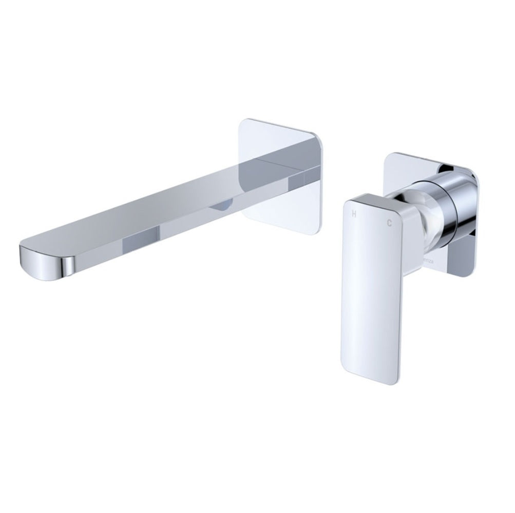 Fienza Tono Basin/Bath Wall Mixer Set Dress Kit Square Plates 160mm Outlet Lead Free Chrome D233104-LF