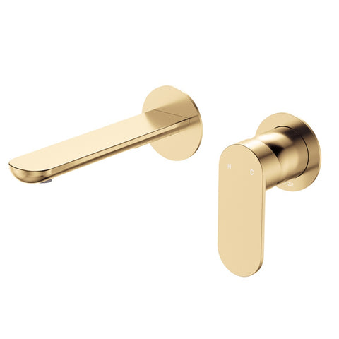 Fienza Empire Slim Basin/Bath Wall Mixer Set Round Plates 160mm Outlet Lead Free Urban Brass 234104UB-LF