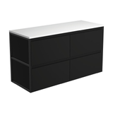 Fienza Amato 1200 Wall Hung Cabinet 1193x460x650mm (Matte Black Frames) Satin Black (Cabinet Only) 120BBF