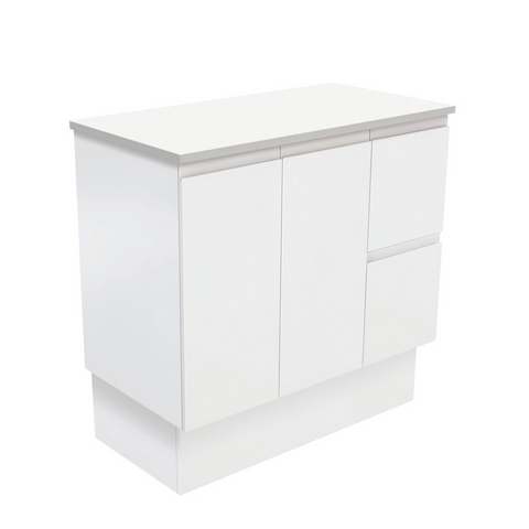 Fienza Fingerpull On Kickboard Cabinet Right Drawers 900mm Satin White (Cabinet Only) 75ZKR