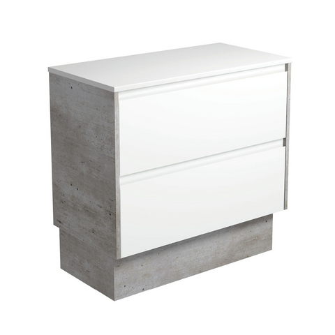 Fienza Amato 900 On Kickboard Cabinet Only 895x460x850mm (Industrial Panels) Satin White (Cabinet Only) 90BWXK