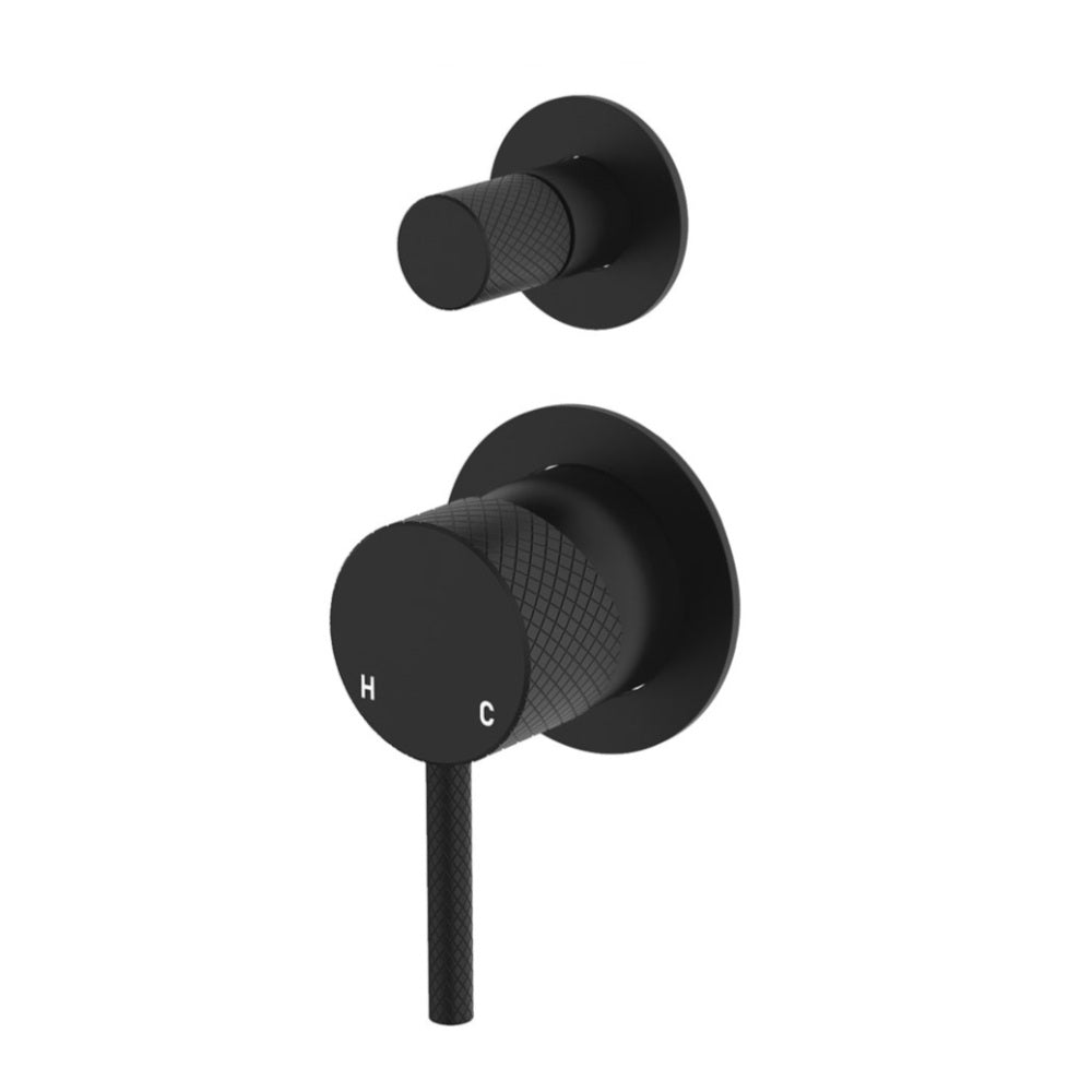 Fienza Axle Wall Diverter Mixer Dress Kit Set Small Round Plates Lead Free Matte Black D231102B-4-LF