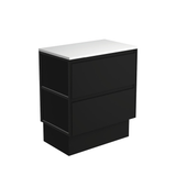 Fienza Amato 750 On Kickboard Cabinet 743x460x850mm (Matte Black Frames) Satin Black (Cabinet Only) 75BBFK