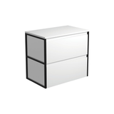 Fienza Amato 750 Wall Hung Cabinet 743x460x650mm (Matte Black Frames) Satin White (Cabinet Only) 90BWF