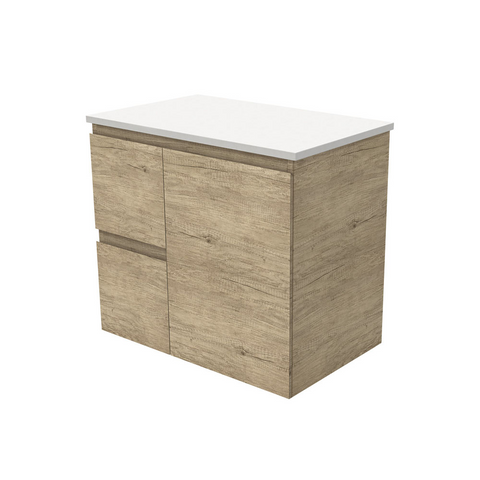 Fienza Edge Wall Hung Cabinet Left Drawers 750mm Scandi Oak (Cabinet Only) 75SL