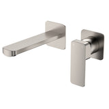Fienza Tono Basin/Bath Wall Mixer Set Dress Kit Square Plates 160mm Outlet Lead Free Brushed Nickel D233104BN-LF