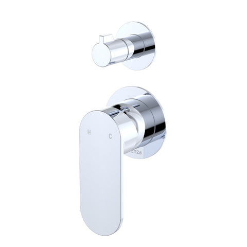 Fienza Empire Slim Wall Diverter Mixer Small Round Plates Vertical Lead Free Chrome 234102-4-LF