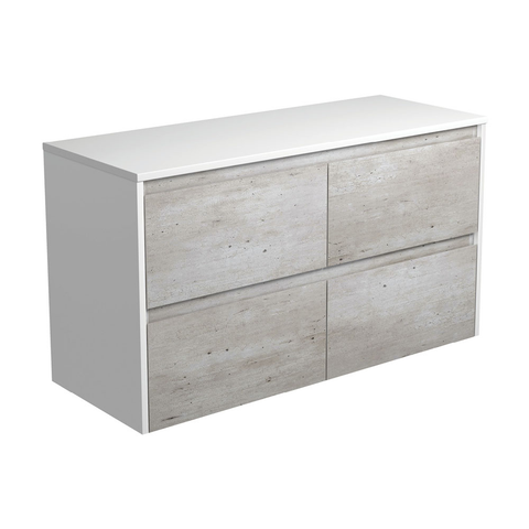 Fienza Amato 1200 Wall Hung Cabinet 1195x460x650mm (Satin White Panels) Industrial (Cabinet Only) 120BXW