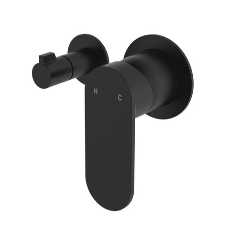 Fienza Empire Slim Wall Diverter Mixer Small Round Plates Horizontal Lead Free Matte Black 234112B-4-LF