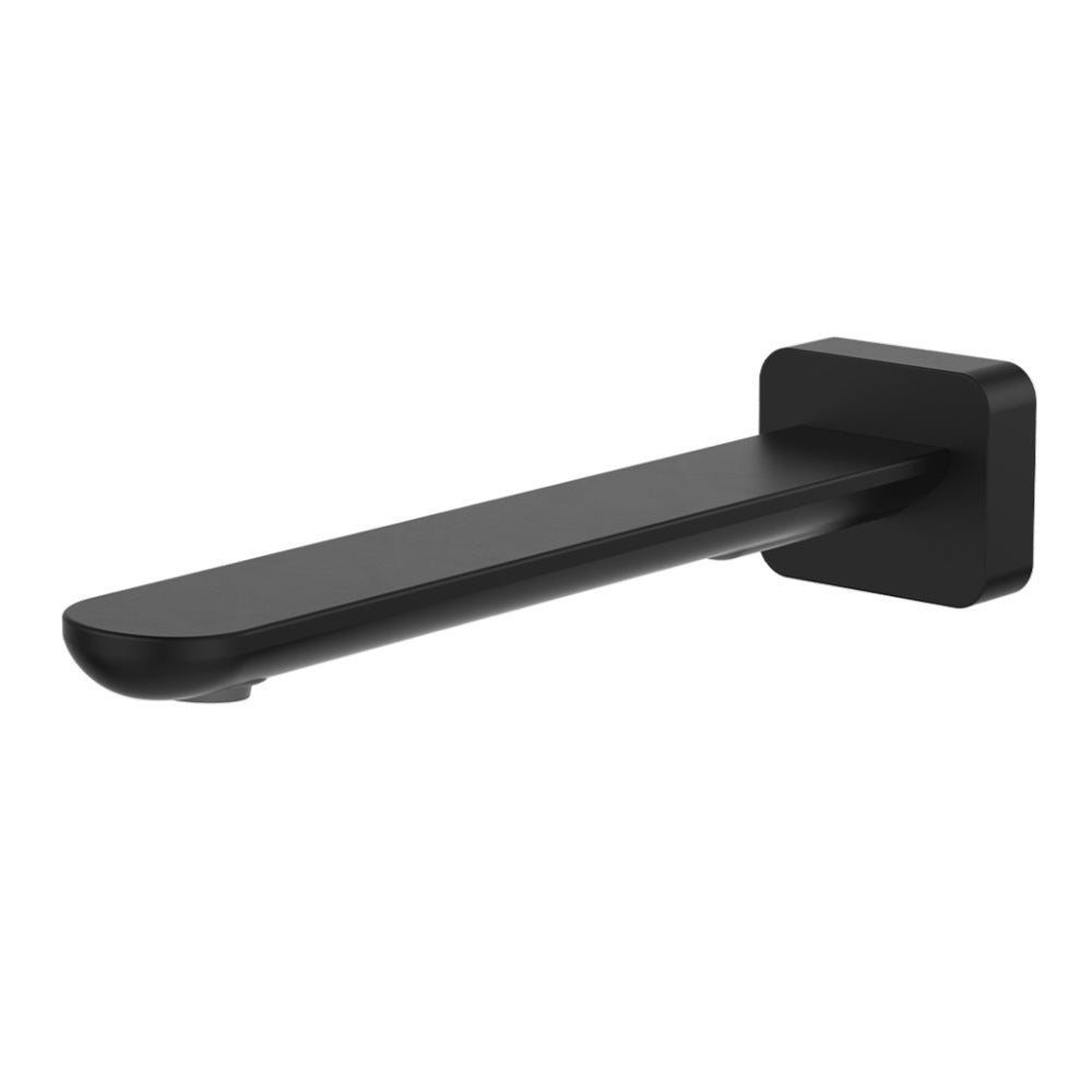 Fienza Empire Slim Wall Basin/Bath Outlet 220mm Square Plate Lead Free Matte Black 234116B-LF