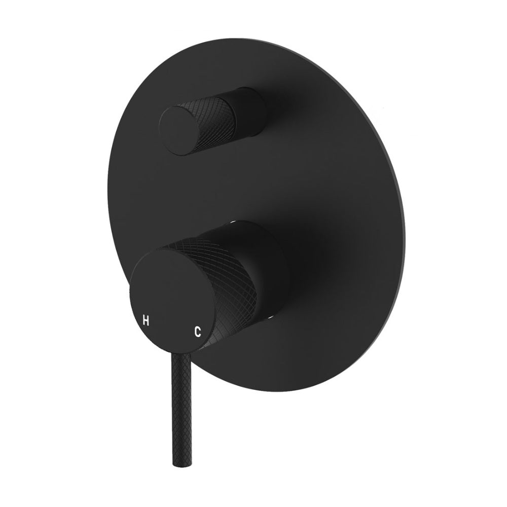 Fienza Axle Wall Diverter Mixer Dress Kit Set Large Round Plate Lead Free Matte Black D231102B-LF