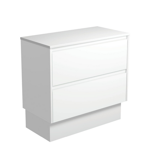 Fienza Amato 900 On Kickboard Cabinet Only 895x460x850mm Satin White (Cabinet Only) 90BWK