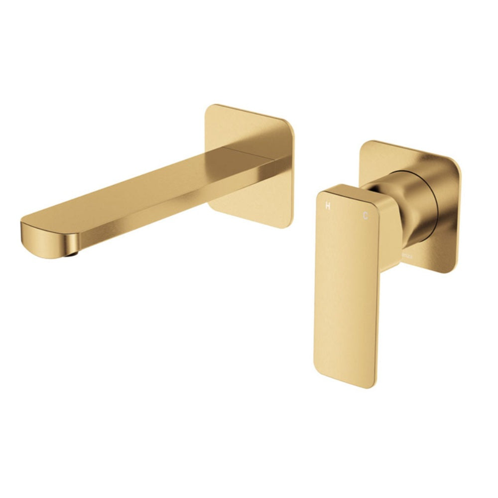Fienza Tono Basin/Bath Wall Mixer Set Dress Kit Square Plates 160mm Outlet Lead Free Urban Brass D233104UB-LF