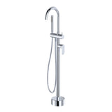 Fienza Empire Slim Floor Mounted Bath Mixer w/ Hand Shower Chrome 234113