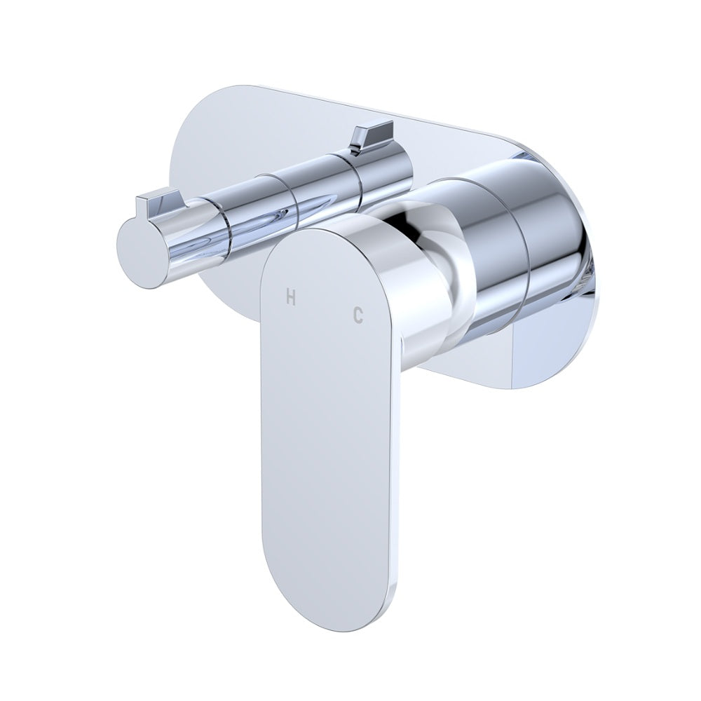 Fienza Empire Slim Wall Diverter Mixer Large Oval Plate Horizontal Lead Free Chrome 234112-LF