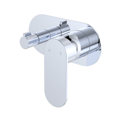 Fienza Empire Slim Wall Diverter Mixer Large Oval Plate Horizontal Lead Free Chrome 234112-LF