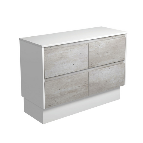 Fienza Amato 1200 On Kickboard Cabinet 1195x460x850mm (Satin White Panels) Industrial (Cabinet Only) 120BXWK