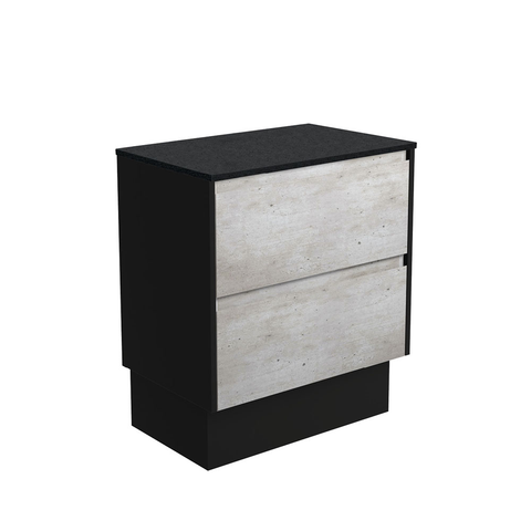 Fienza Amato 750 On Kickboard Cabinet 745x460x850mm (Satin Black Panels) Industrial (Cabinet Only) 75BXBK