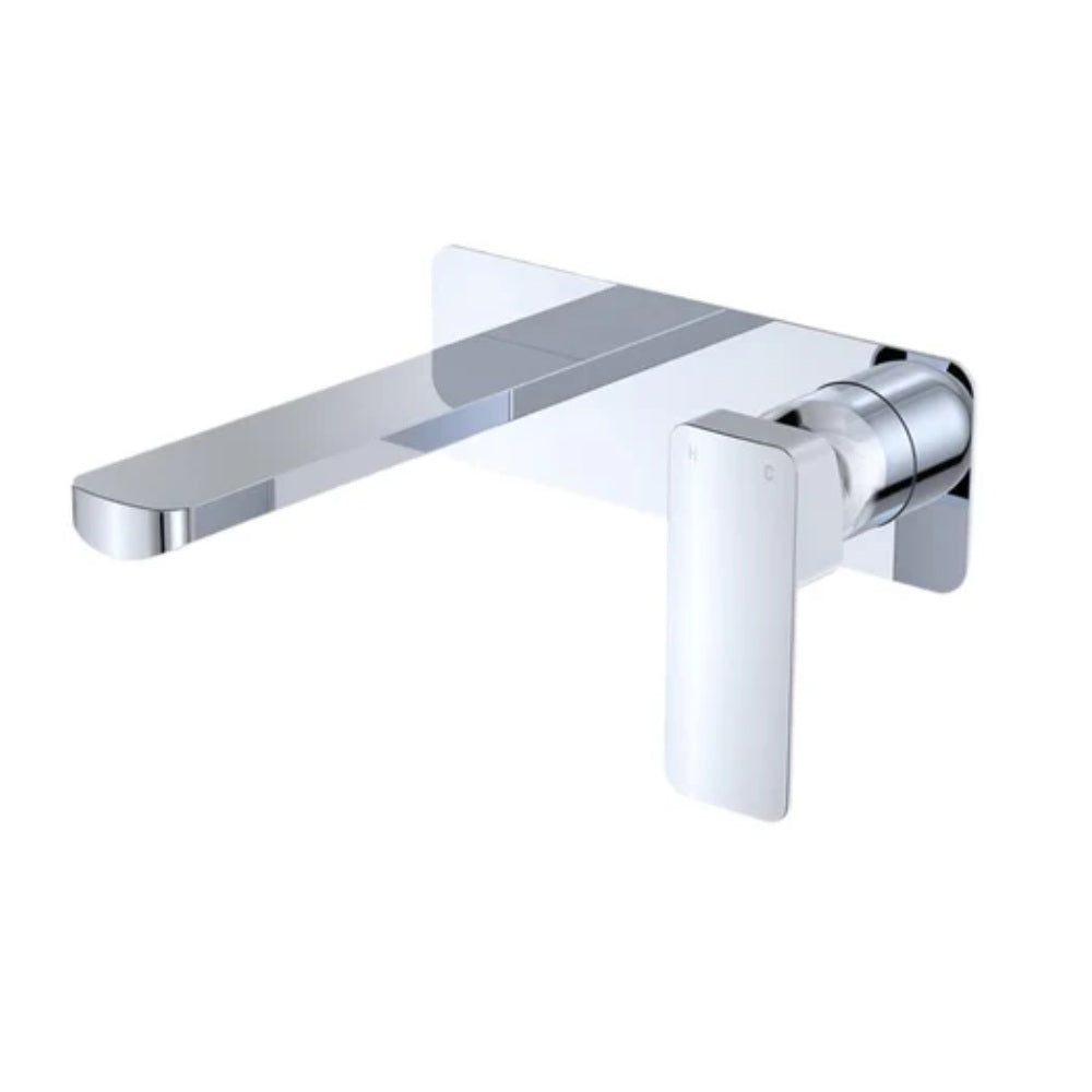 Fienza Tono Basin/Bath Wall Mixer Set Dress Kit Large Rectangular Plate 160mm Outlet Lead Free Chrome D233106-LF