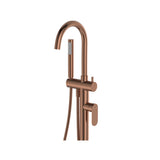 Fienza Empire Slim Floor Mounted Bath Mixer w/ Hand Shower Brushed Copper 234113CO