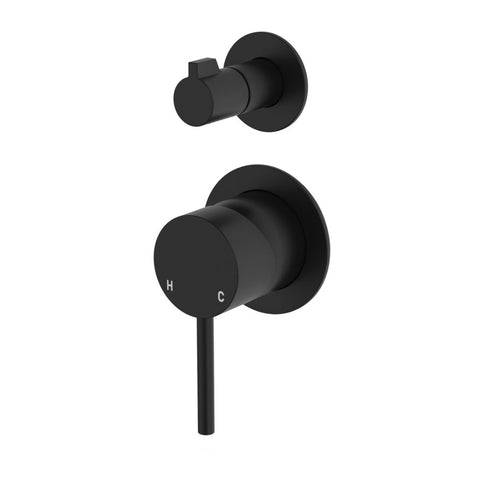 Fienza Kaya Wall Diverter Mixer Dress Kit Set Small Round Plates Lead Free Matte Black D228102B-4-LF