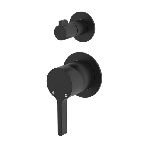 Fienza Sansa Wall Diverter Mixer Dress Kit Set Round Plates Lead Free Matte Black D229102B-4-LF