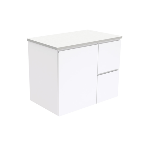 Fienza Fingerpull Wall Hung Cabinet Right Drawers 750mm Satin White (Cabinet Only) 75ZR