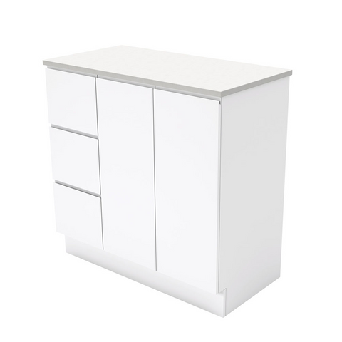 Fienza Fingerpull On Kickboard Cabinet Left Drawers 900mm Gloss White (Cabinet Only) 90CL