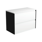 Fienza Amato 900 Wall Hung Cabinet Only 895x460x650mm (Satin Black Panels) Satin White (Cabinet Only) 90BWB