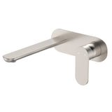 Fienza Empire Slim Basin/Bath Wall Mixer Set Oval Plate 200mm Outlet Lead Free Brushed Nickel 234106BN-200-LF