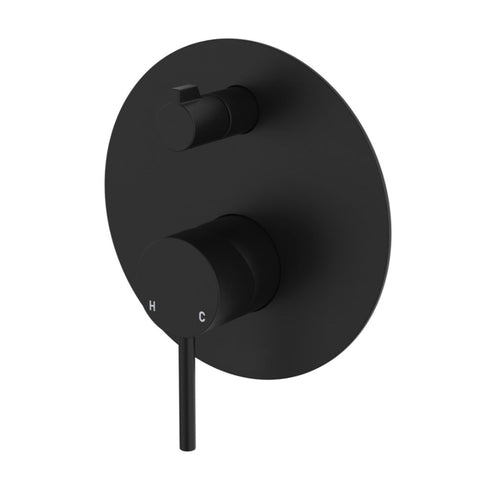 Fienza Kaya Wall Diverter Mixer Dress Kit Set Large Round Plate Lead Free Matte Black D228102B-LF