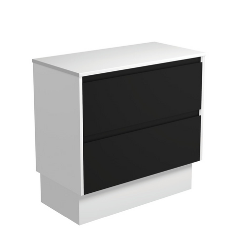 Fienza Amato 900 On Kickboard Cabinet Only 895x460x850mm (Satin White Panels) Satin Black (Cabinet Only) 90BBWK