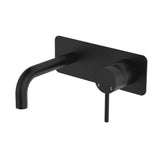 Fienza Kaya Basin/Bath Wall Mixer 130mm Outlet Set Dress Kit Rectangular Plt Lead Free Matte Black D228106B-130-LF