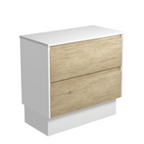 Fienza Amato 900 On Kickboard Cabinet Only 895x460x850mm (Satin White Panels) Scandi Oak (Cabinet Only) 90BSWK