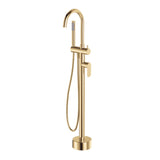 Fienza Empire Slim Floor Mounted Bath Mixer w/ Hand Shower Urban Brass 234113UB