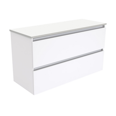 Fienza Quest Wall Hung Cabinet 1200mm Large Drawers Gloss White (Cabinet Only) 120Q