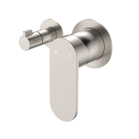 Fienza Empire Slim Wall Diverter Mixer Small Round Plates Horizontal Lead Free Brushed Nickel 234112BN-4-LF