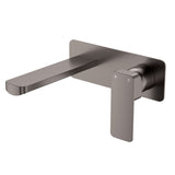 Fienza Tono Basin/Bath Wall Mixer Set Dress Kit Large Rectangular Plate 160mm Outlet Lead Free Gunmetal D233106GM-LF